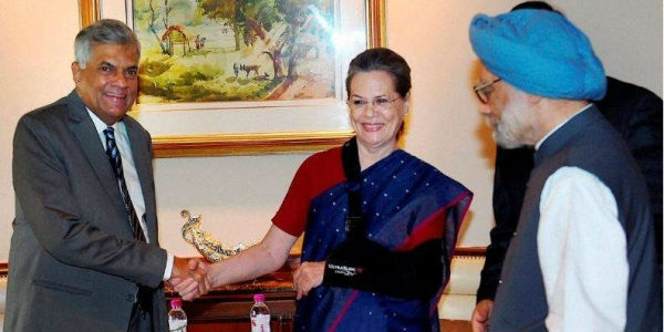 Sonia Gandhi, Ranil and Manmohan Singh